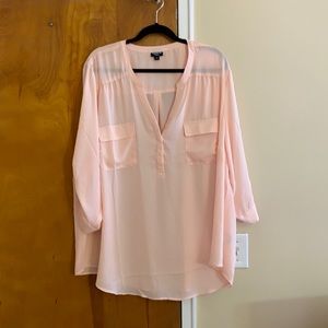 LIGHT PINK GEORGETTE PULLOVER BLOUSE